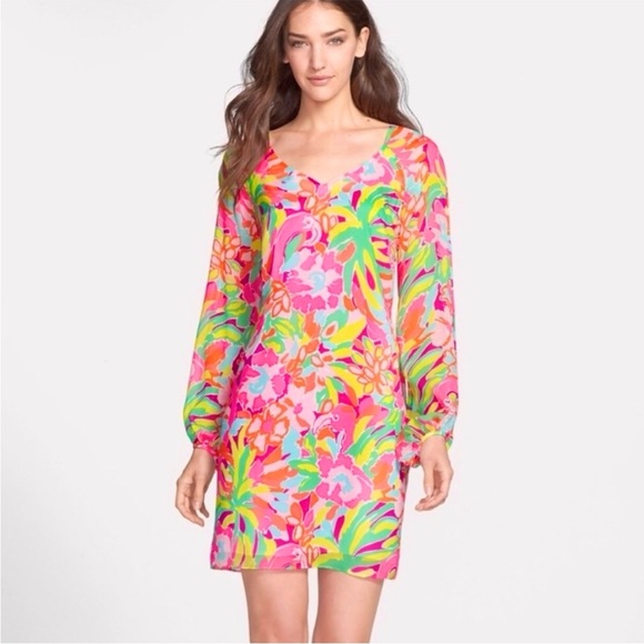 Lilly Pulitzer Dresses & Skirts - Lilly Pulitzer Long Sleeve Silk Carleigh Tunic Dress in Multi Lulu